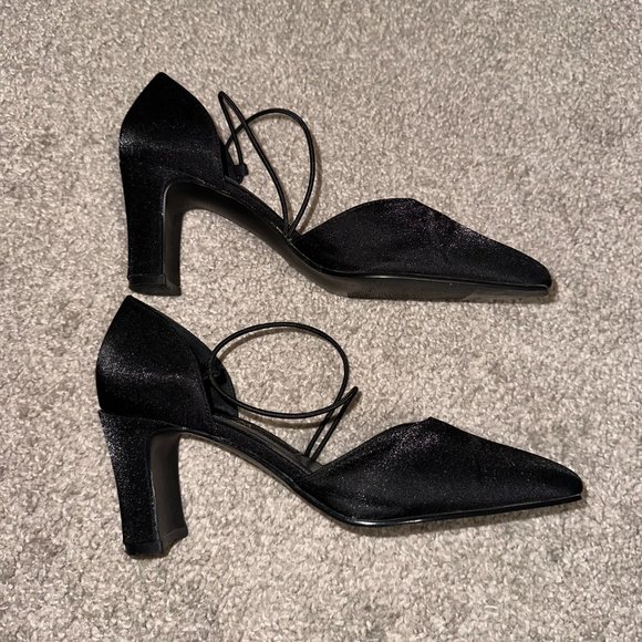 Vintage Mantles Black Closed Almond Toe Pumps Heels 3 Inch 3” Size 7 - Picture 4 of 8